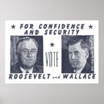 1940 Vote Roosevelt + Wallace, grey Poster