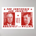 1940 Vote Roosevelt + Wallace, red Poster