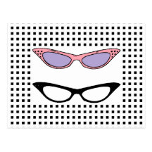 1950 Fashion Cats'-Eye Glasses Card - Customise Post Card