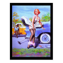 1950's Pin-up Girl Postcard