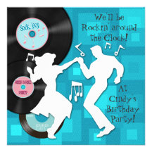1950's Theme Birthday Party Invitations