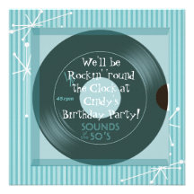1950's Theme Birthday Party Invitations