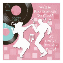 1950's Theme Birthday Party Invitations