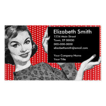 1950s Woman with a Sign Business Card Templates