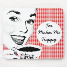 1950s Woman with a Teacup V2 Mouse Pads