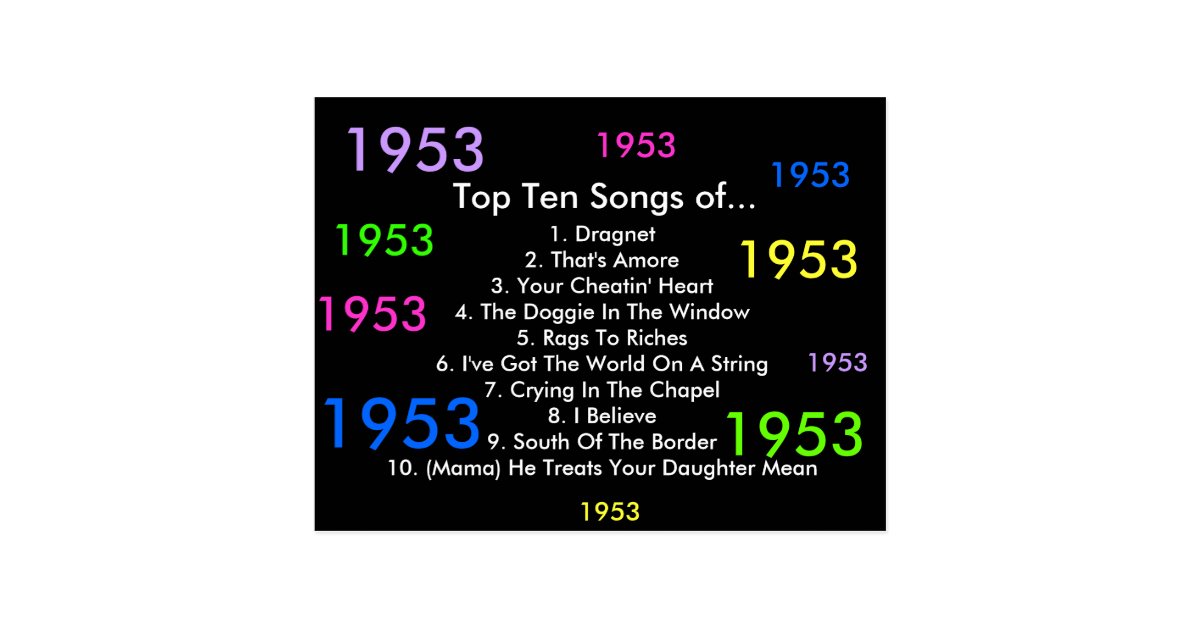 1953 Songs Postcard Zazzle
