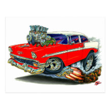 1956 Chevy Belair Red Car Post Card