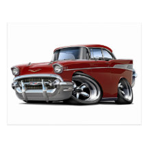1957 Chevy Belair Maroon Hot Rod Post Cards
