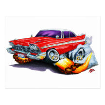 1958 Plymouth Fury Red Car Postcards