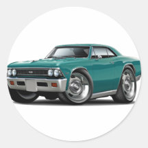 1966 Chevelle Teal Car Round Stickers