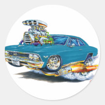 1966 Chevelle Teal Car Round Stickers