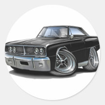1966 Coronet Black Car Round Stickers