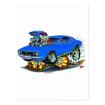 1967 Camaro SS Blue Car Postcard