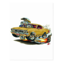 1967 Chevelle Gold Car Post Card