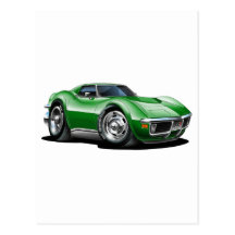 1968-72 Corvette Green Car Post Cards