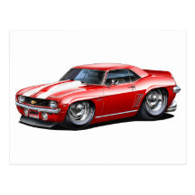 1969 Camaro SS Red-White Car Postcard