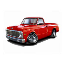 1970-72 Chevy C10 Red Truck Post Card