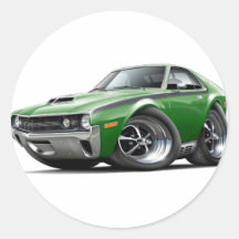 1970 AMX Green-Black Car Round Sticker