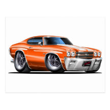 1970 Chevelle Orange-White Car Post Cards