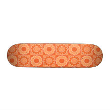 1970s flower power pink and orange retro custom skate board