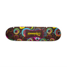 1970's Retro Circle Colourful Mini Skateboard