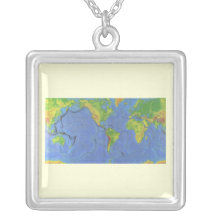 1994 Physical World Map - Tectonic Plates - USGS Pendants