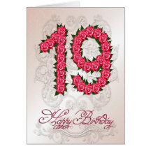 19th birthday card with roses and leaves