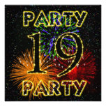 19th birthday party invitation with fireworks