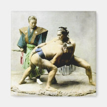 19th C. Japanese Wrestlers Fridge Magnet