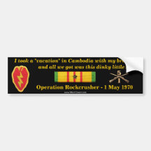 1/5th Infantry Cambodian Vacation Bumper Stickers