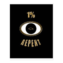 1% repent fish post cards