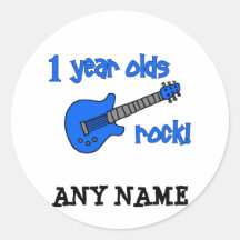 1 year olds rock! Personalised Baby's 1st Birthday Round Stickers