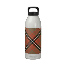 1JPEG BROWN RED WHITE BLACK PLAID PATTERN TEXTURES DRINKING BOTTLE