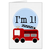 1st Birthday Fire Truck Card