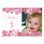 1st Birthday Pink Party Invitation Photo Card invitations