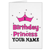 1st Birthday Princess!  with pink crown Cards