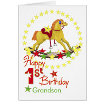 1st Birthday Rocking Horse Stars Card