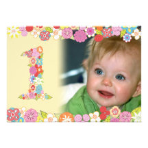 1st Birthday Spring Blooms Girls Photo Invite