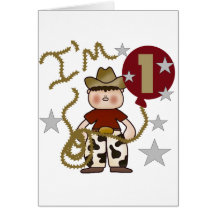 1st Cowboy Birthday Tshirts and Gifts Greeting Card