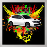 2008 WRX sti White Graphic Poster