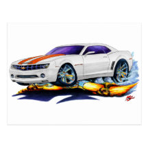 2010 Camaro White-Orange Car Postcard
