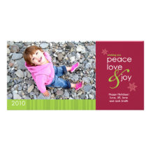 2010 Peace, Love and Joy 4x8 Photo Card - Red