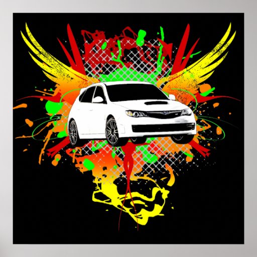 2010 WRX White Graphic Poster