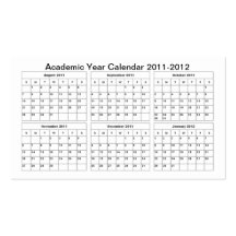 2011 - 2012 Academic Year Flip-Calendar (Classes) Business Cards