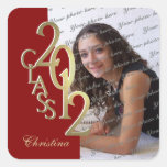 2012 Gold and Red Graduation Square Stickers