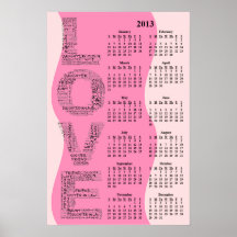 2013: A Year of Love Yearly Wall Calendar Poster