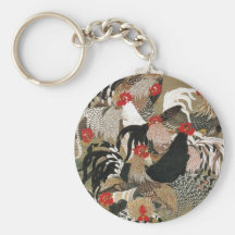 20. 群鶏図, 若冲 Flock of Roosters, Jakuchu Key Chain