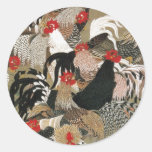 20. 群鶏図, 若冲 Flock of Roosters, Jakuchu Round Sticker