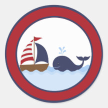 20 - 1.5"  Envelope Seal Ahoy Nautical Whale Boat Round Sticker