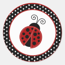 20 - 1.5" Envelope Seal Red Ladybug Sticker